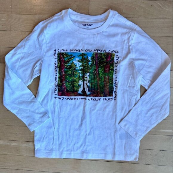 Old Navy Chill Seeker Yetti Graphics TShirt Long Sleeves Kids Size Boy Medium 8Y - Picture 11 of 11